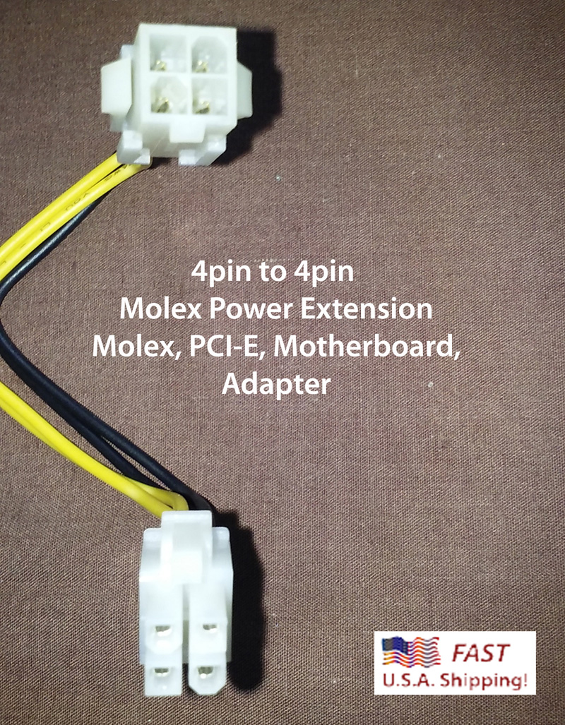 PCI-E Graphic Power 4pin to 4pin ATX 12V Power Extension 8" Long