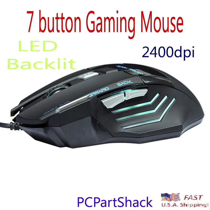 7 Button Gaming Mouse Switchable 2400dpi LED Back-Lit