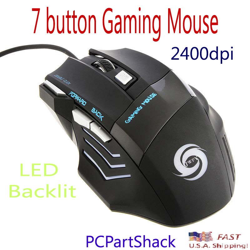 7 Button Gaming Mouse Switchable 2400dpi LED Back-Lit