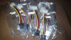 8" (inches) long Straight Molex 4pin Power connector to Straight SATA Female POWER connector