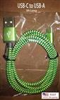 GREEN, USB to USB-C Colored 3.3ft Long, Braided Sleeve