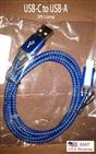 BLUE, USB to USB-C Colored 3.3ft Long, Braided Sleeve